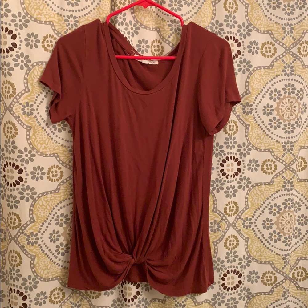 Rust color twist front shirt